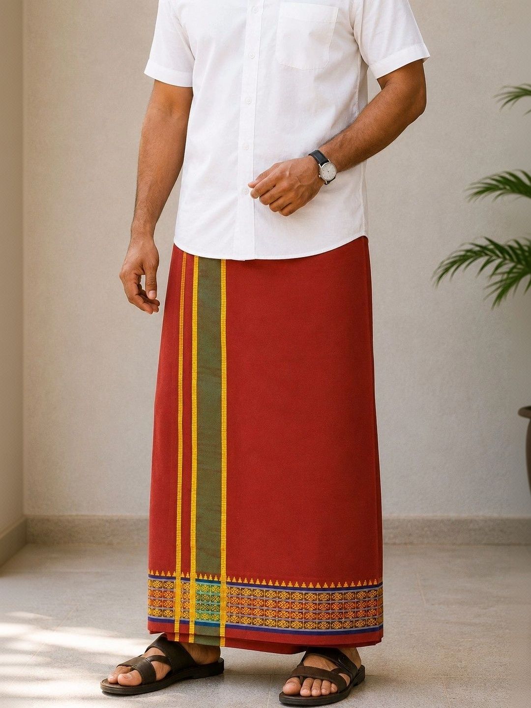 Sharan Elegance Men Striped Cotton Dhoti Dhotis-picture-38