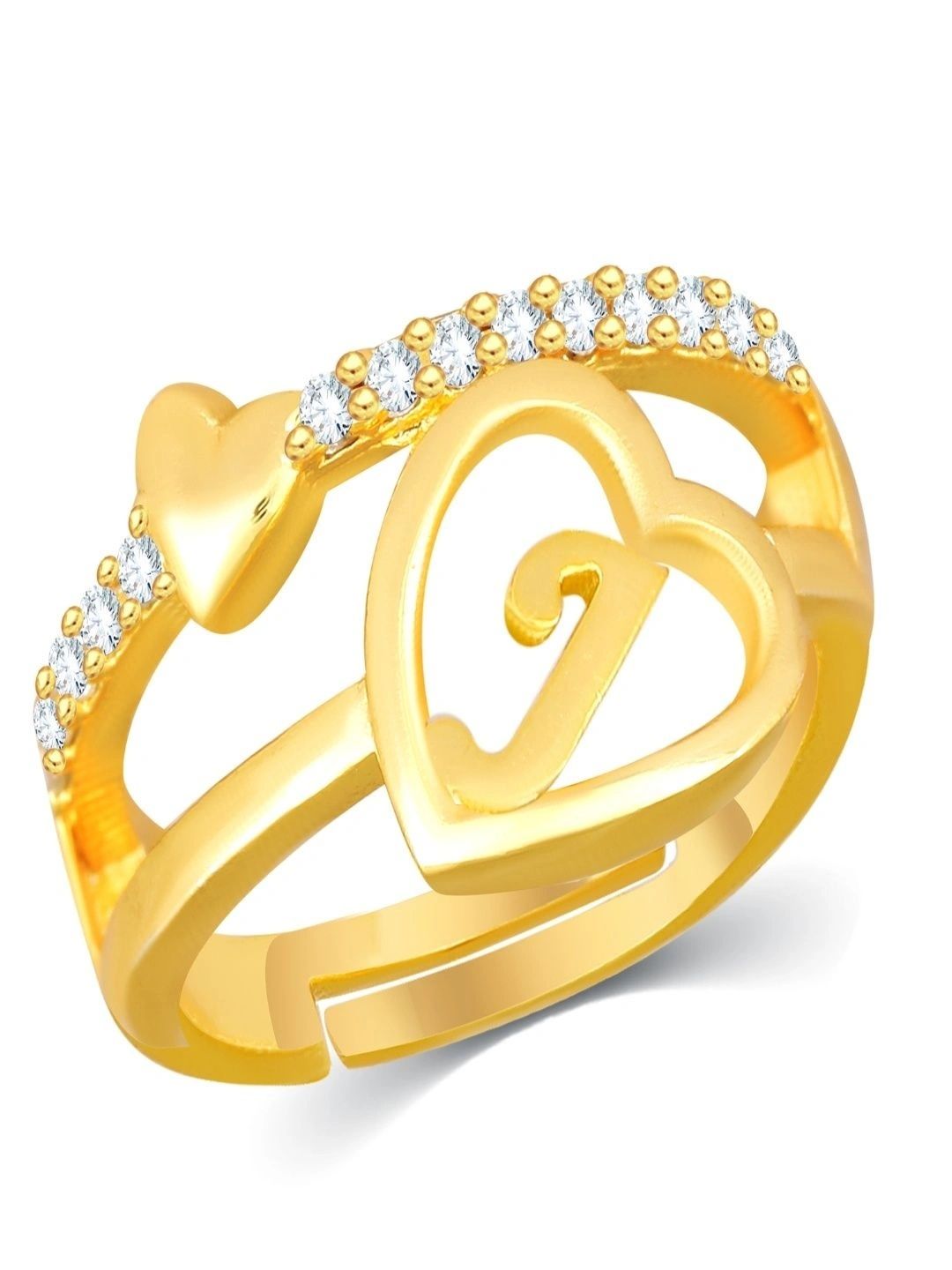 ORNEXA Unisex Gold-Plated Cubic Zirconia Finger Ring-picture-57