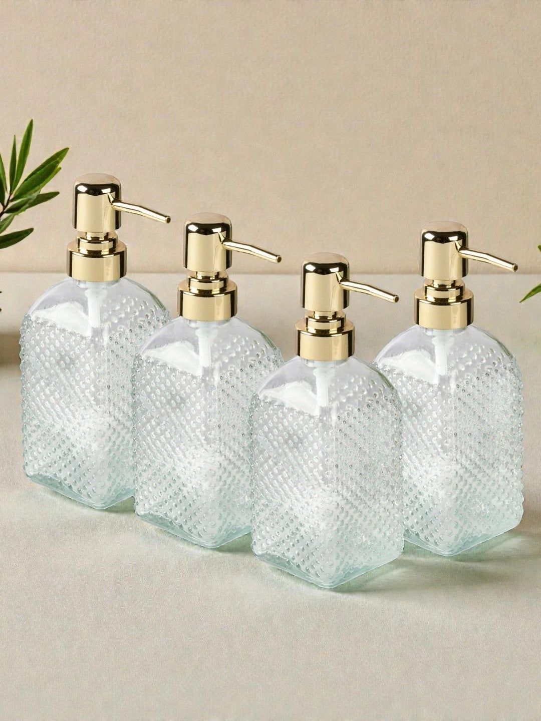 Kookee Transparent 4 piece Abstract Glass Soap Dispenser-picture-40