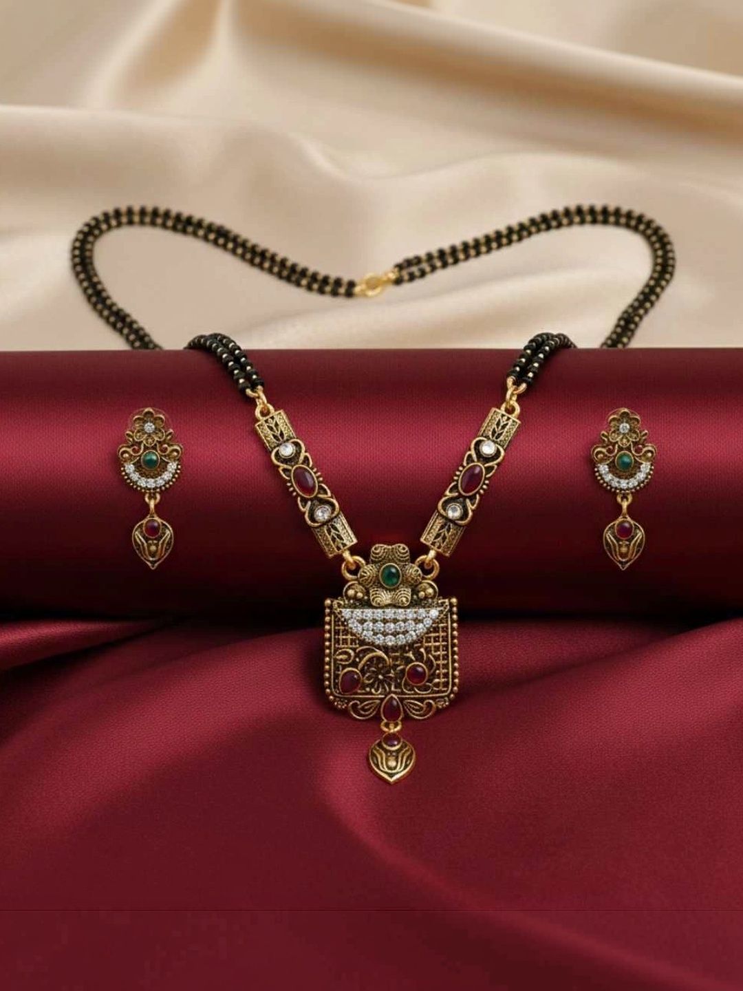 Amshine Gold-Plated Artificial Stones Mangalsutra