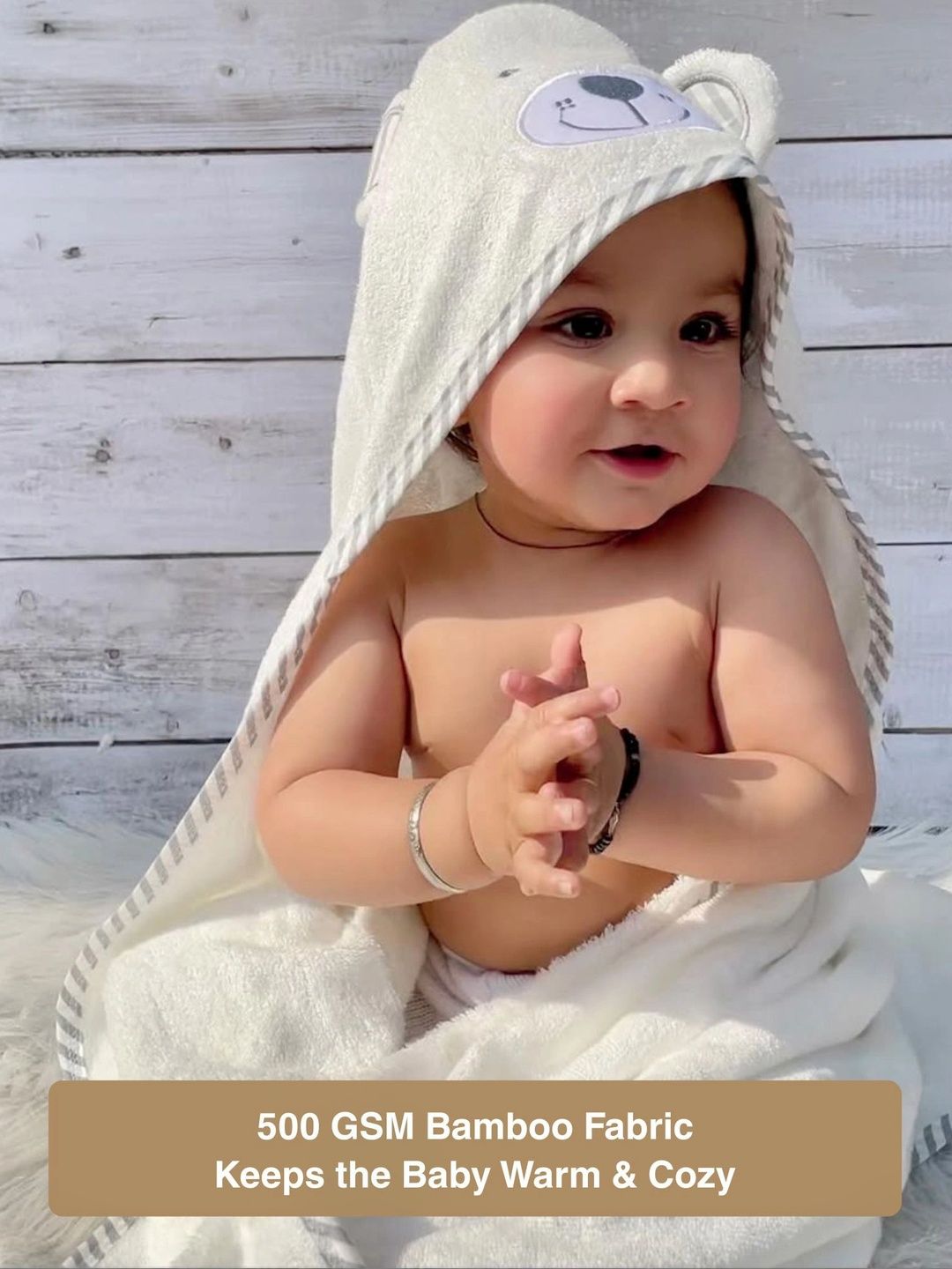 DOTMOM White & Grey 1 Bamboo 500 GSM Bath Towel-picture-41