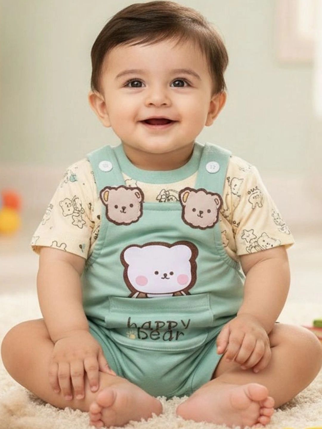 V-Mart Infant Boys Graphic Printed Cotton Ankle Length Dungarees-picture-29