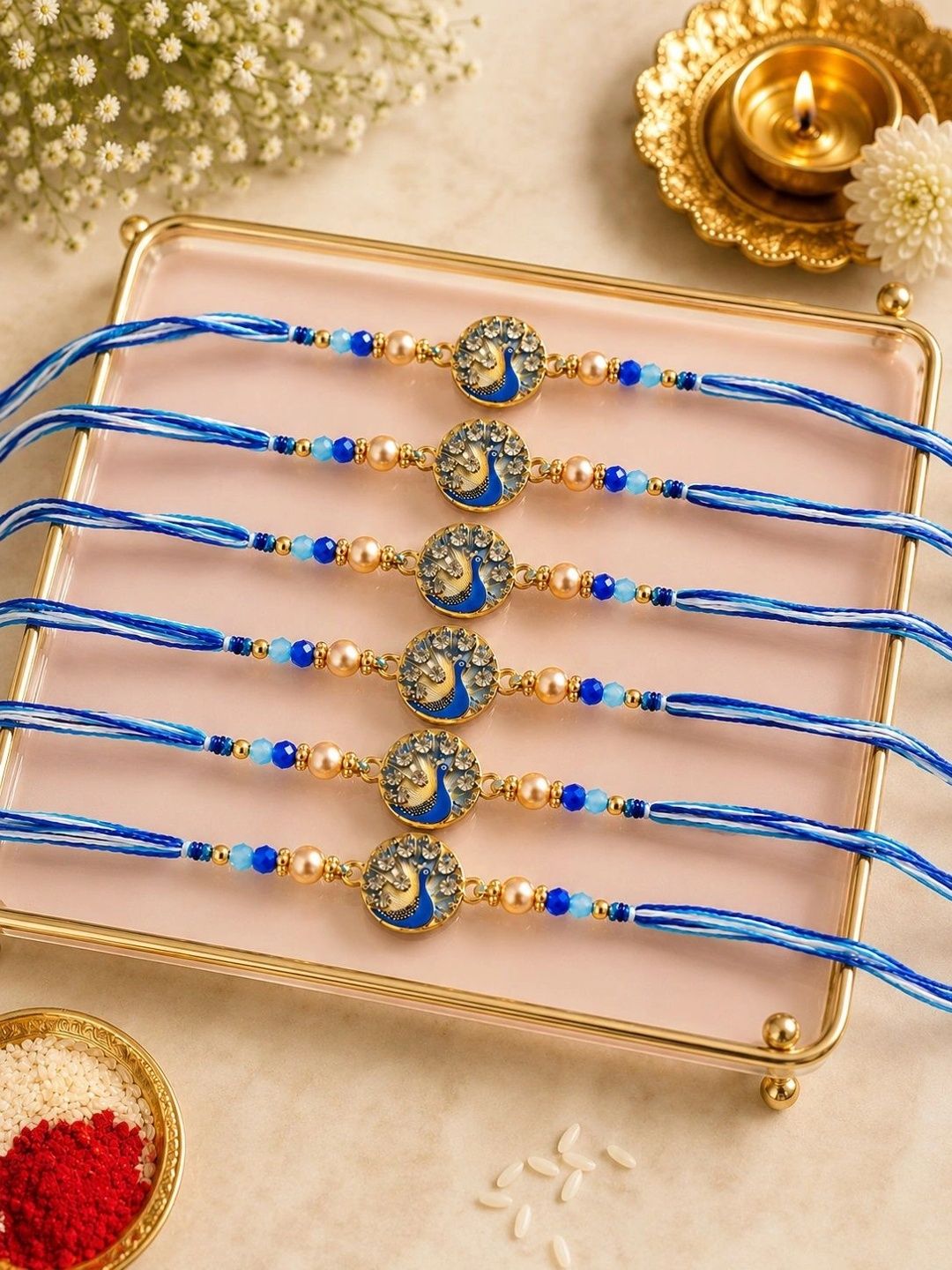 SZN Set Of 6 Rakhi & Greeting & Roli Chawal Rakhi Gift Set-picture-40