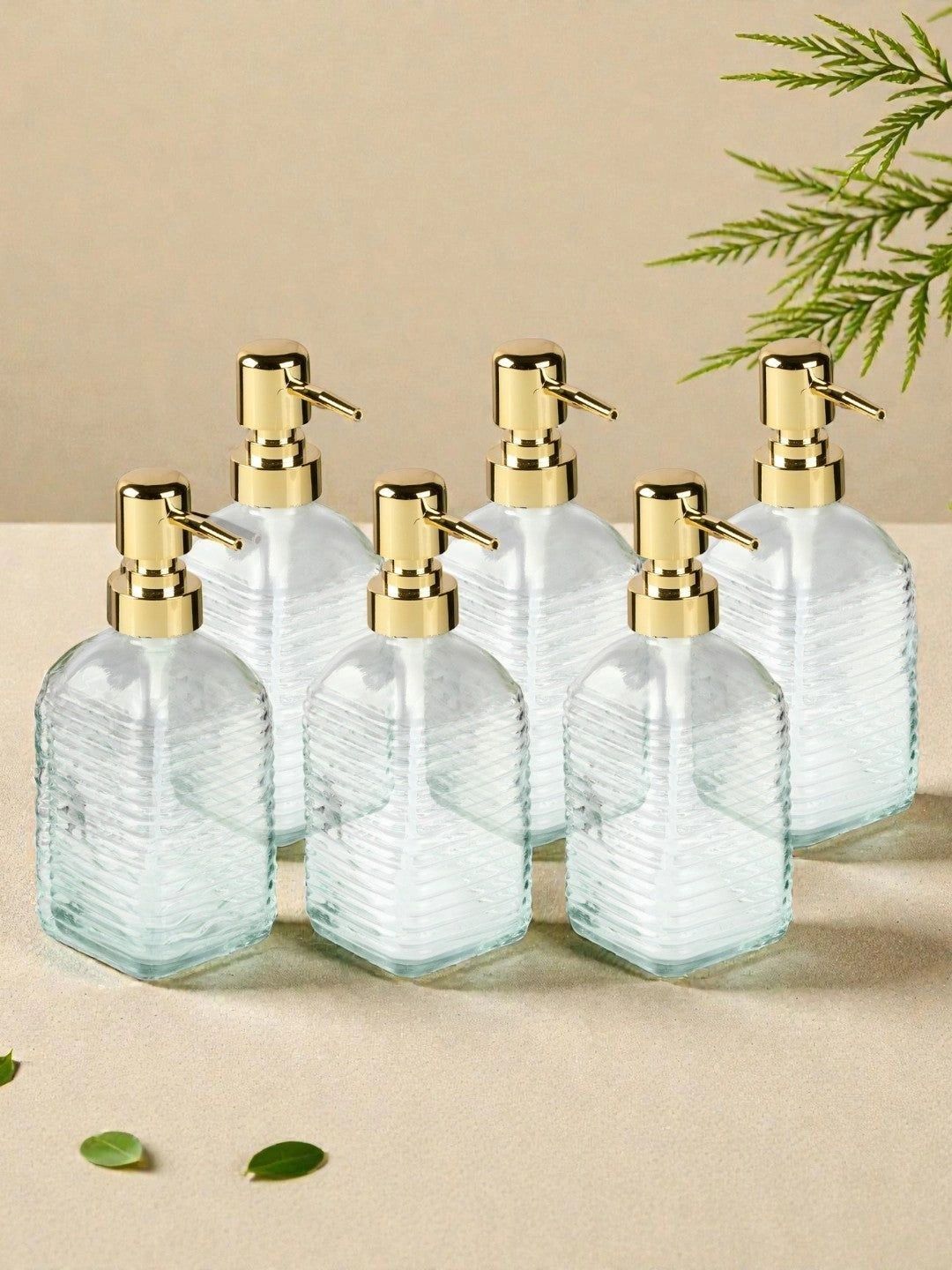 Kookee Transparent 6 piece Abstract Glass Soap Dispenser-picture-47