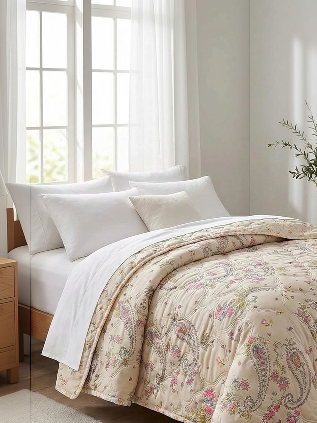 KIDS WONDERS Multicoloured Floral AC Room 210 GSM Quilt-image-27