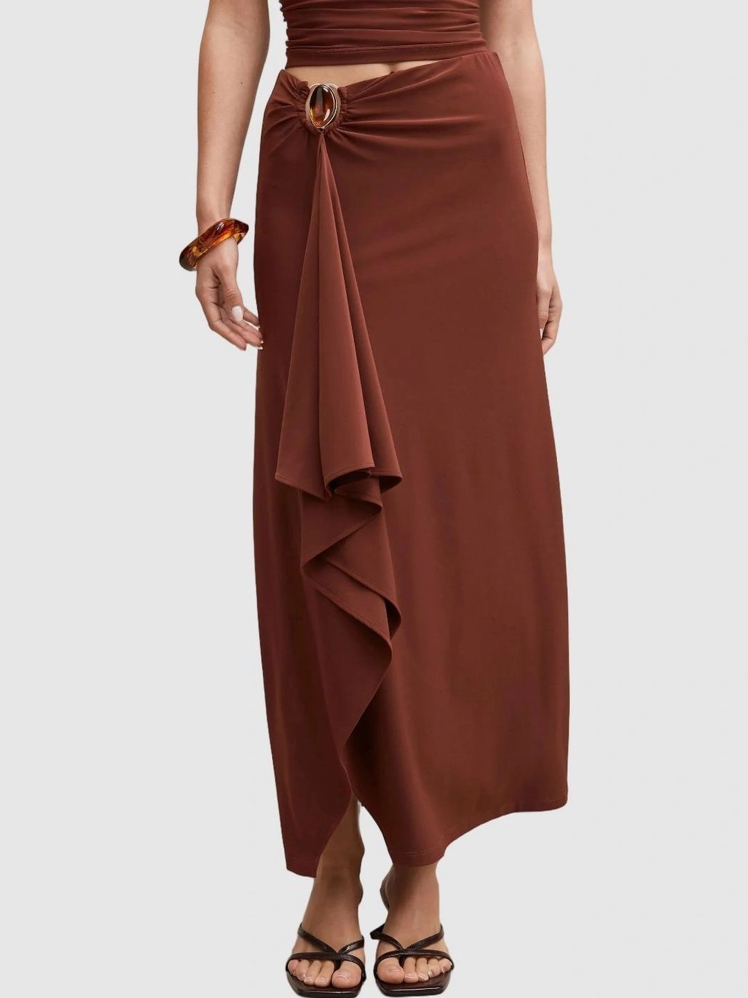 Forever New Women Draped Maxi A-Line Skirt-picture-34