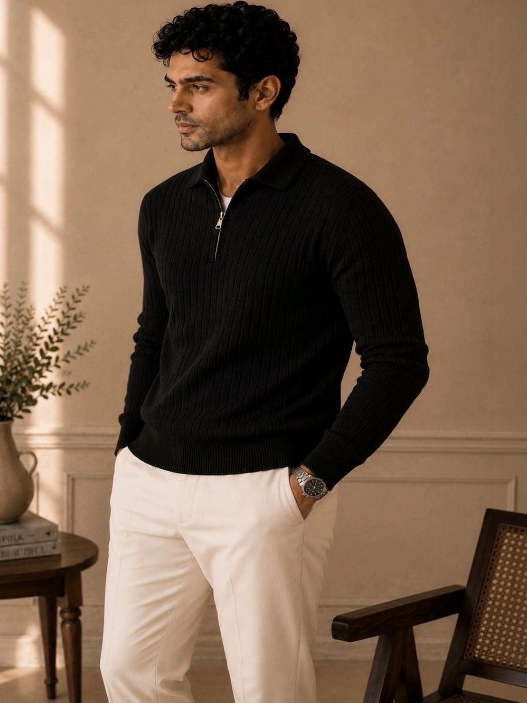 KARAMKAR Men Ribbed Woollen Pullover-picture-15