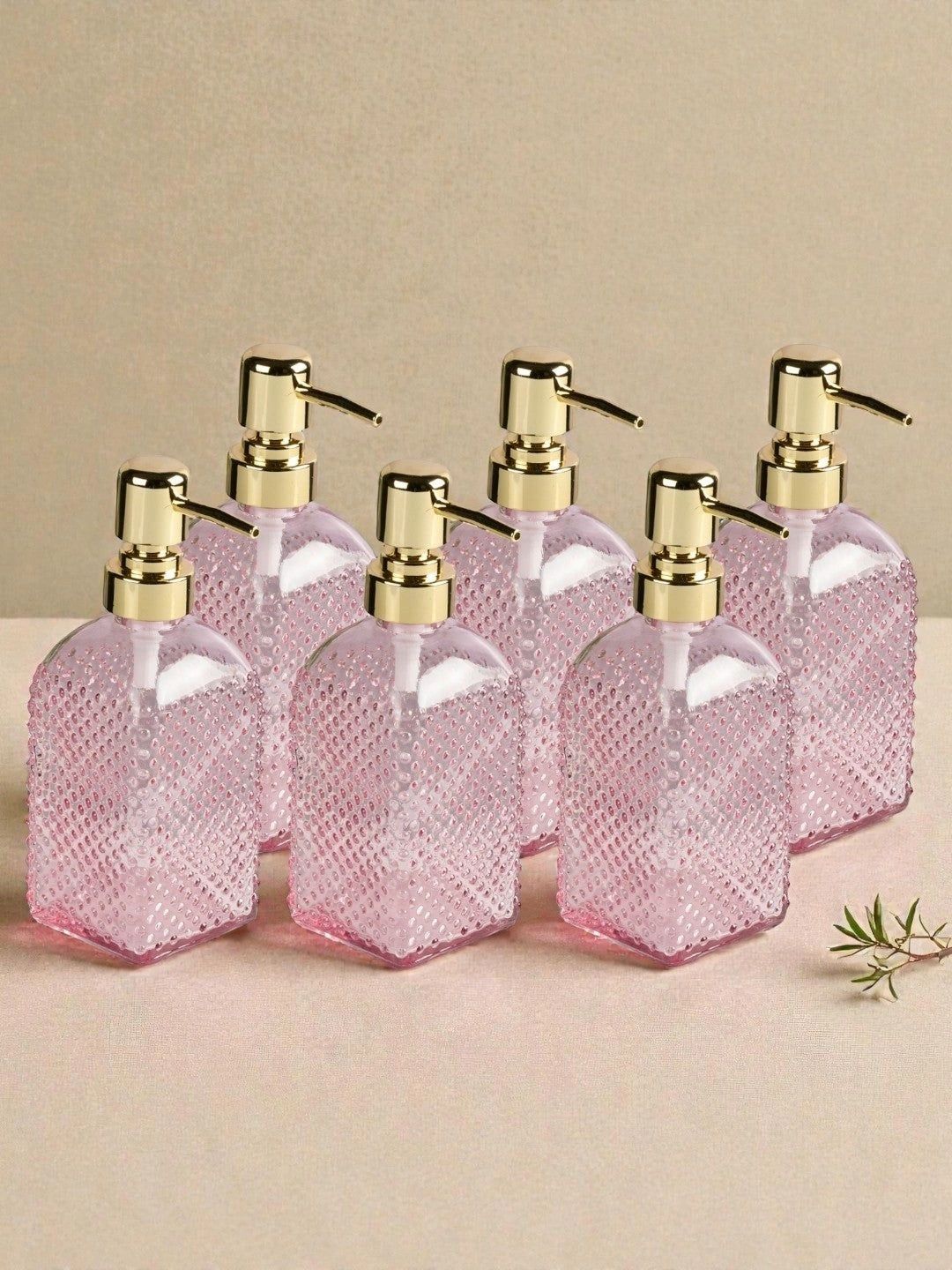 Kookee Pink 6 piece Abstract Glass Soap Dispenser-picture-25