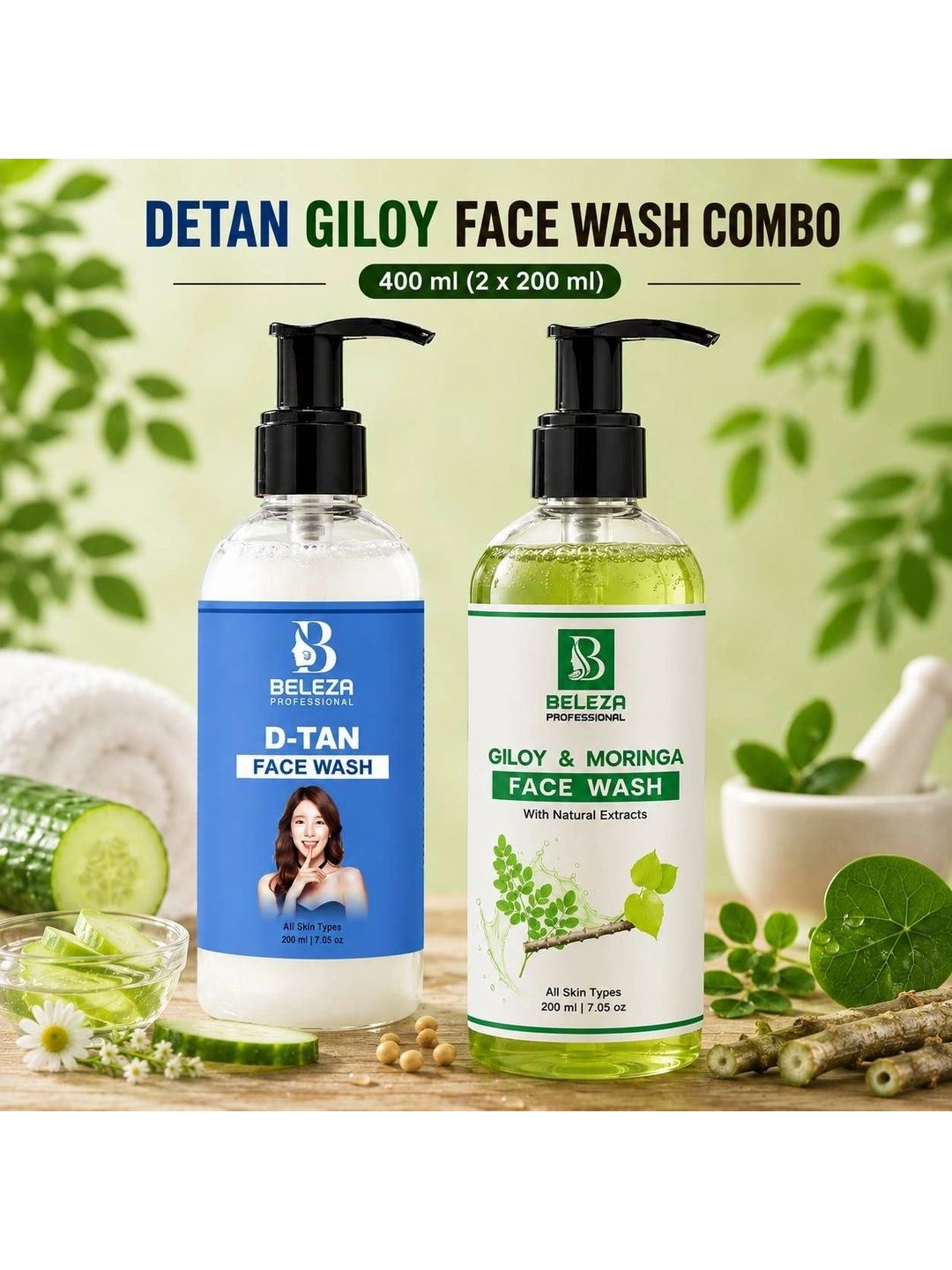 Beleza Professional Set Of 2 De Tan Daily Care & Giloy Face Wash- 200 ml Each-image-23