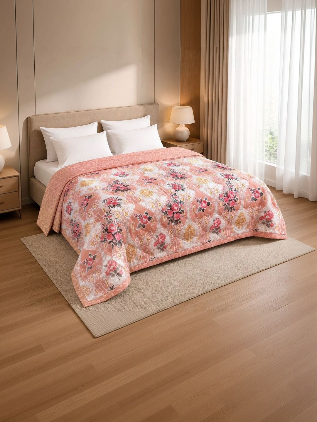 Supreme Home Collective Pink & White Floral AC Room 300 GSM Blanket-picture-6