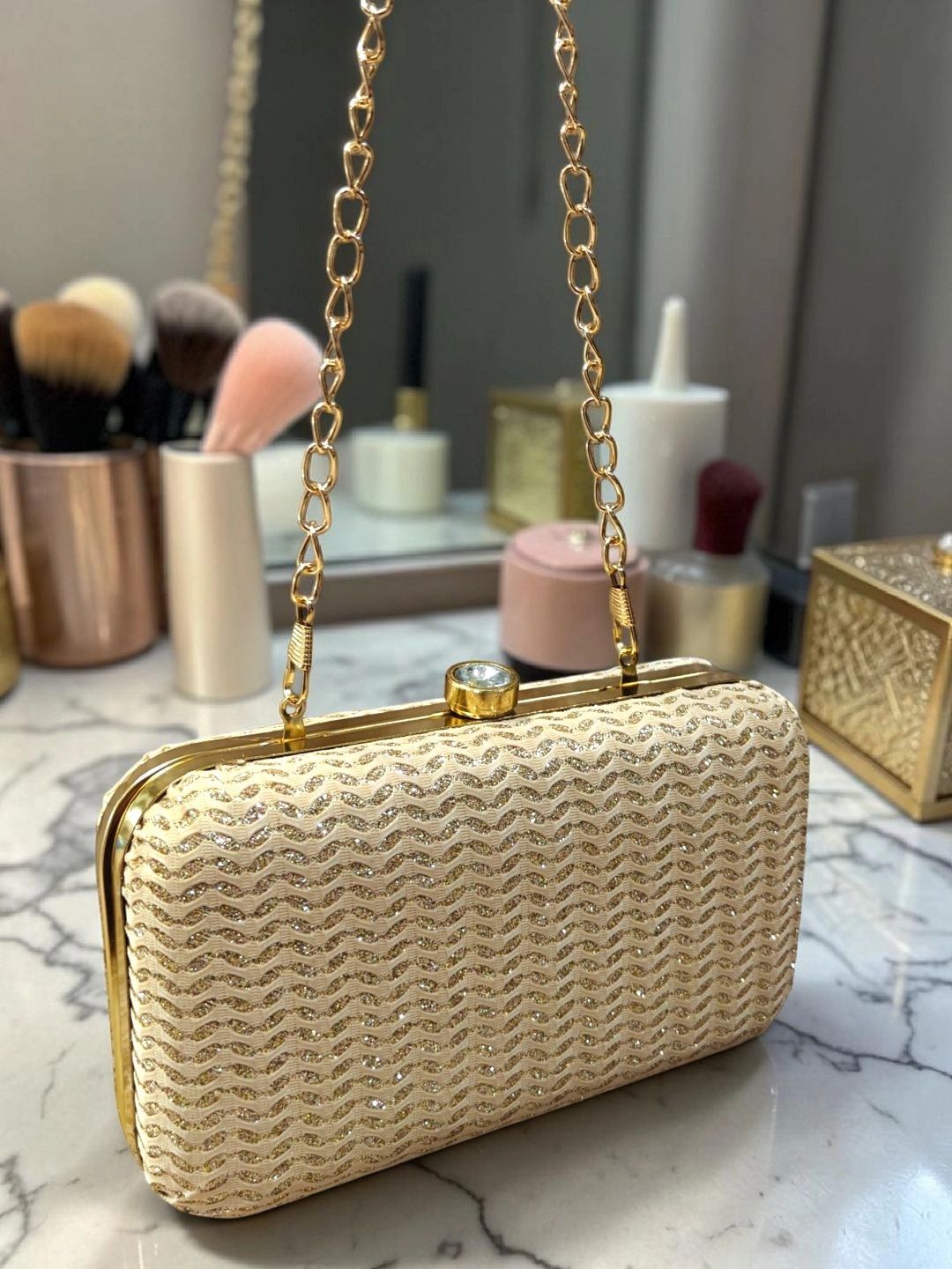 Anish Traders Textured Embellished Box Clutch-picture-31