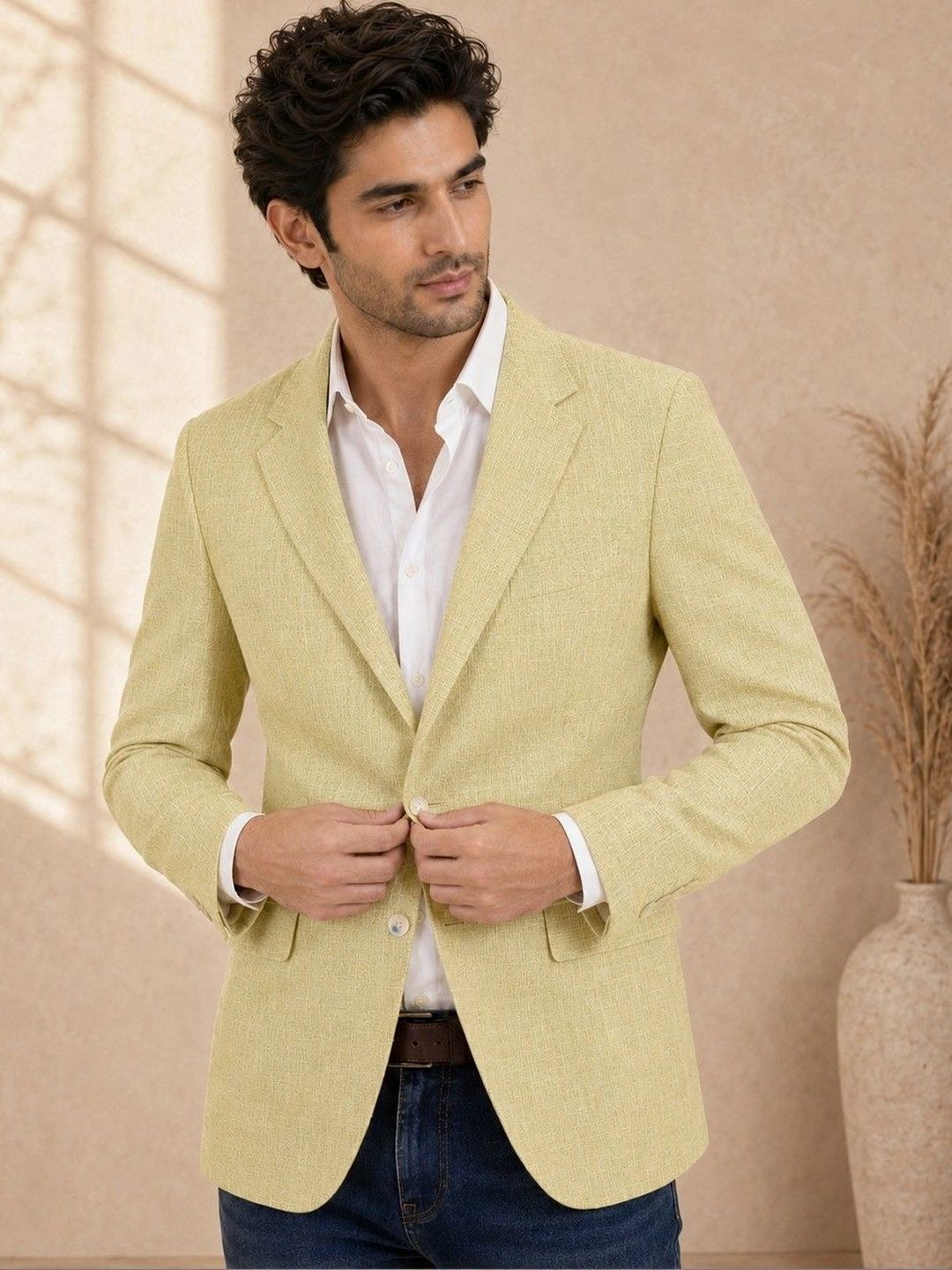 SOURAGYA Notched Lapel Single-Breasted Tailored Fit Blazers-picture-28