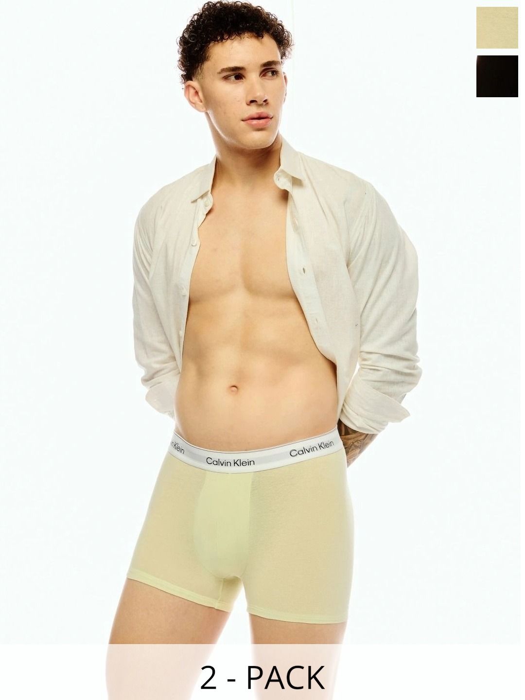 Calvin Klein Underwear Pack of 2 Cotton Assorted Solid Trunks-picture-34