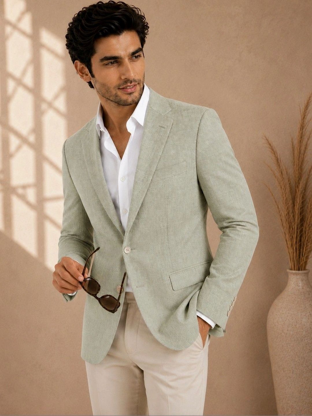 SOURAGYA Notched Lapel Single-Breasted Tailored Fit Blazers-image-30