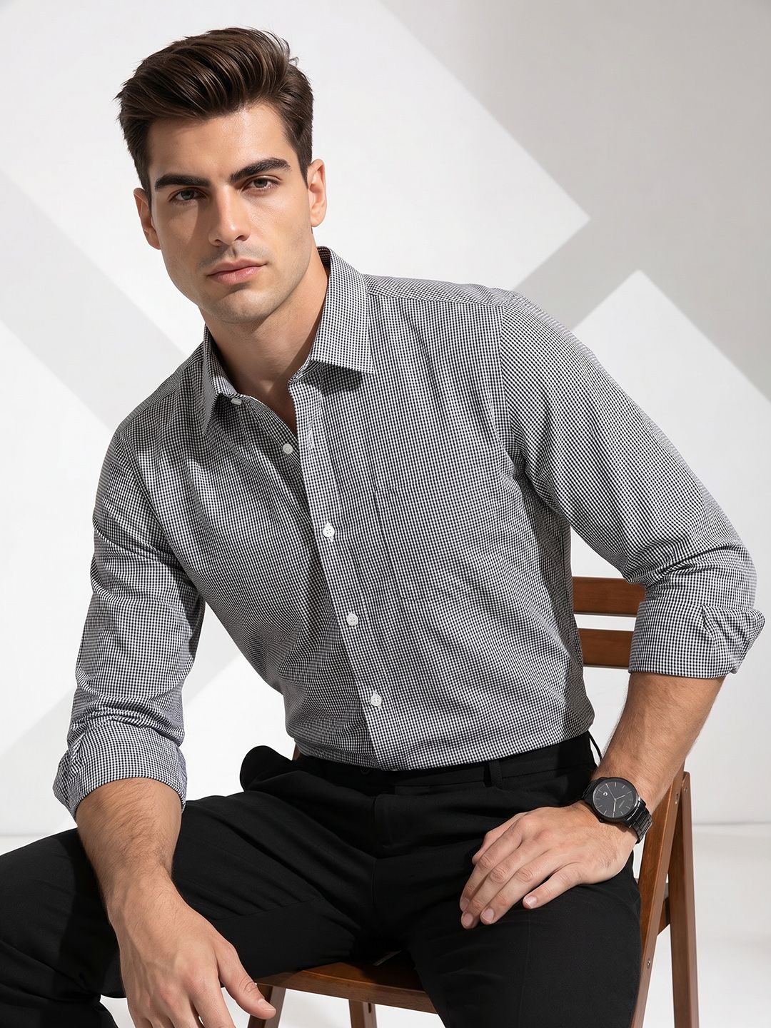 INVICTUS Slim Fit Micro Checked Formal Shirt-picture-48