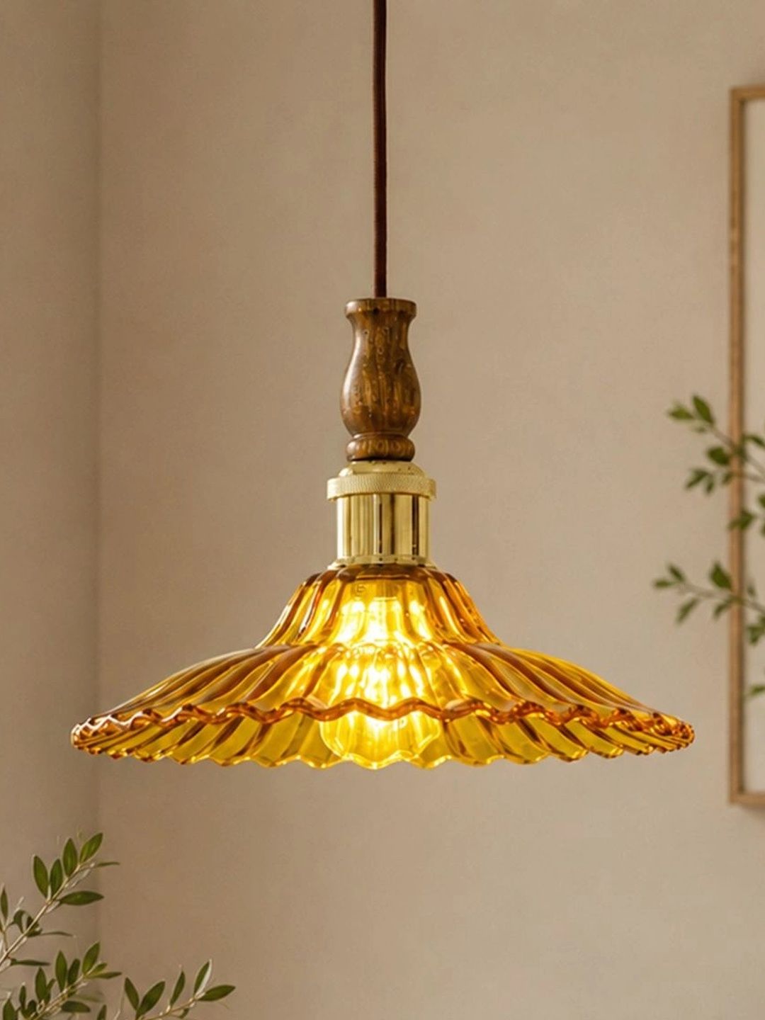 Glowhere Yellow Textured Glass Ceiling Lamp-picture-18