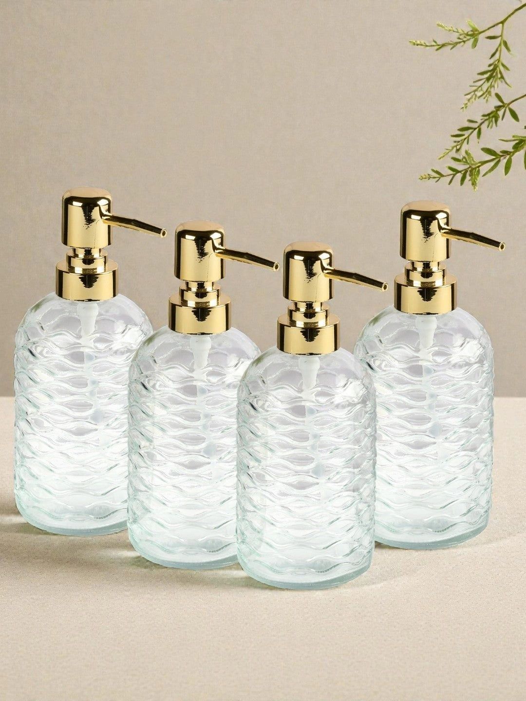 Kookee Transparent 4 piece Abstract Glass Soap Dispenser-picture-13