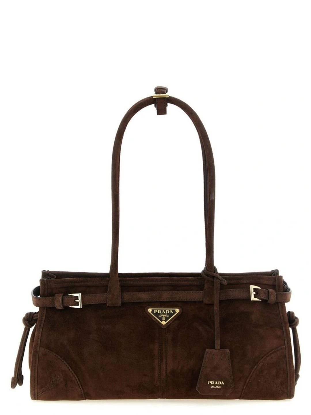 Prada Textured Suede Structured Handheld Bag-picture-47