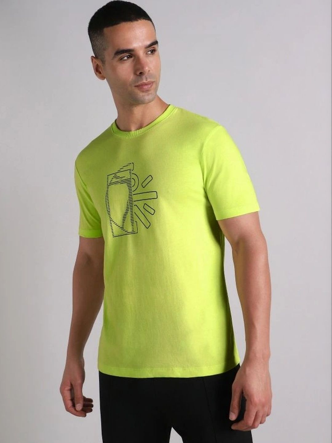 CULT Men Lime V-Man Cult Graphic T-shirt-picture-37