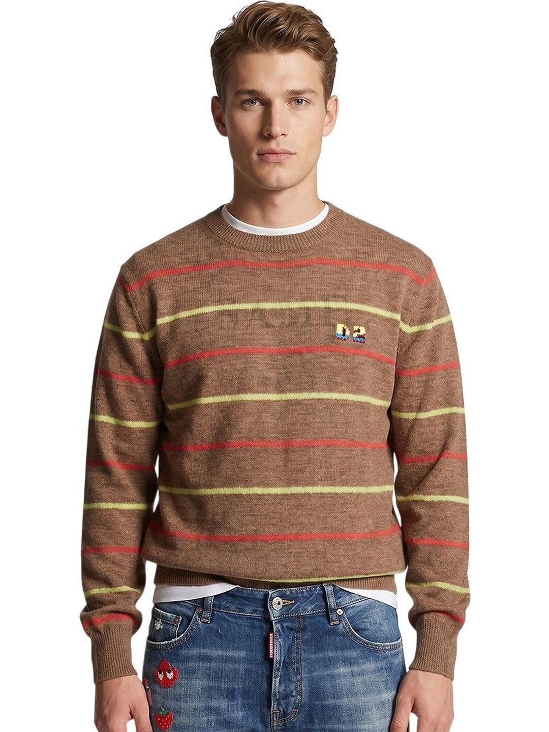 Dsquared2 Men Striped Woollen Pullover with Embroidered Detail-picture-43