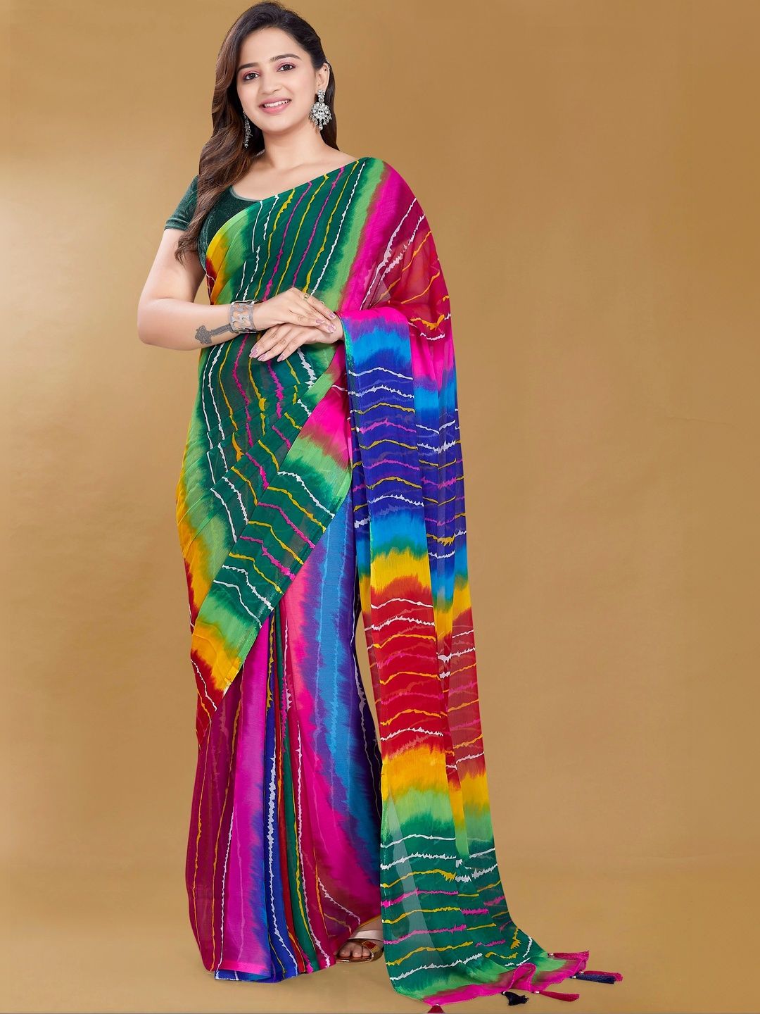 Rani Saahiba Tie and Dye Art Silk Leheriya Saree-picture-37