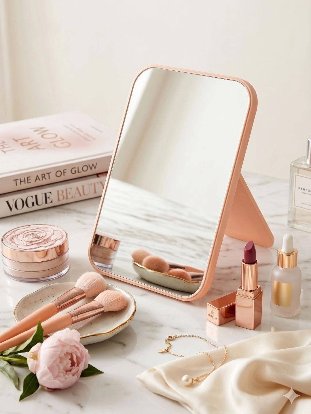 Myntra Elegant Homes Pink Plastic Makeup Table Top Mirror-picture-44