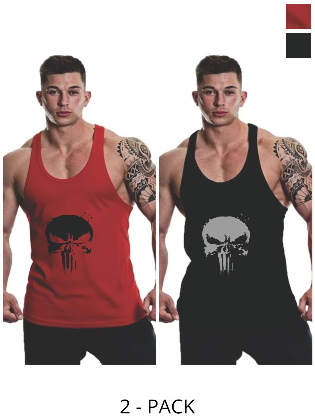 FURRR Pack of 2 Printed Assorted Cotton Blend Gym Vest-image-48