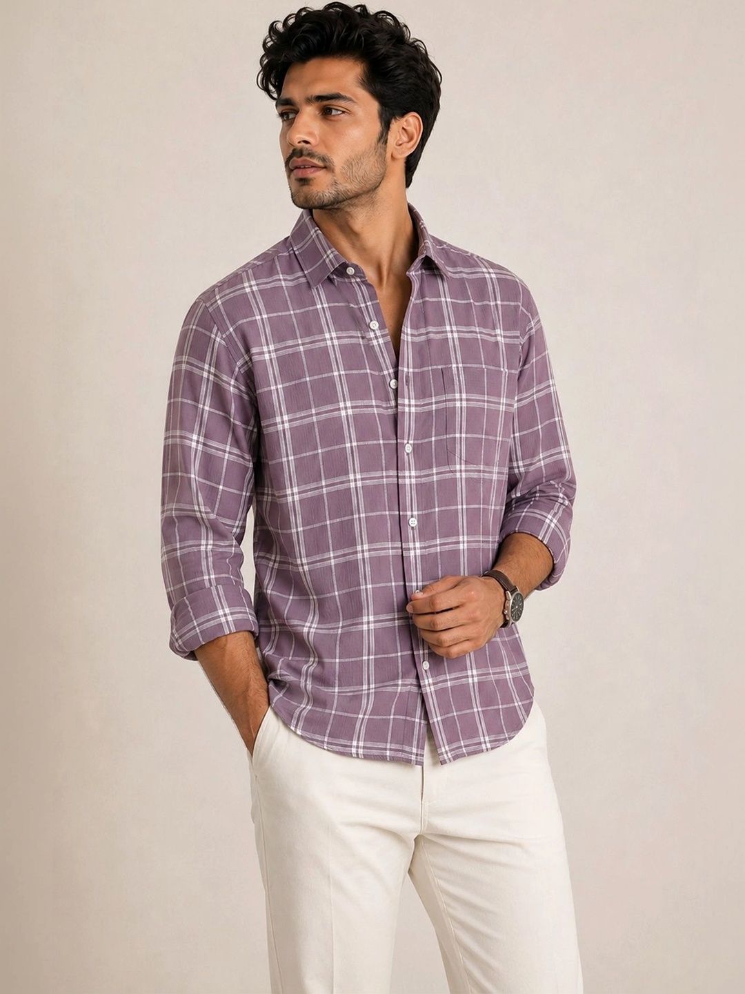 R.Code by The Roadster Life Co. Men Slim Fit Checked Casual Shirt-picture-50