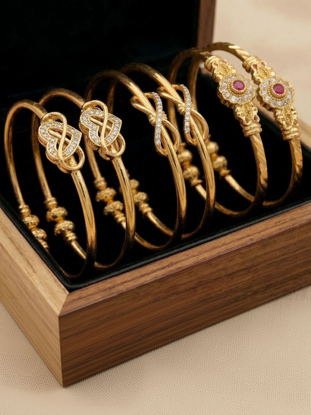 Anouk Set Of 3 American Diamond Stone Studded Bangle