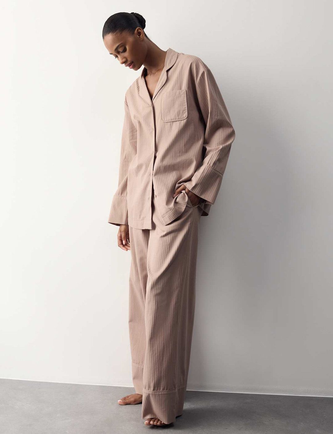 Marks & Spencer Pure Cotton Stripe Revere Pyjama-picture-39