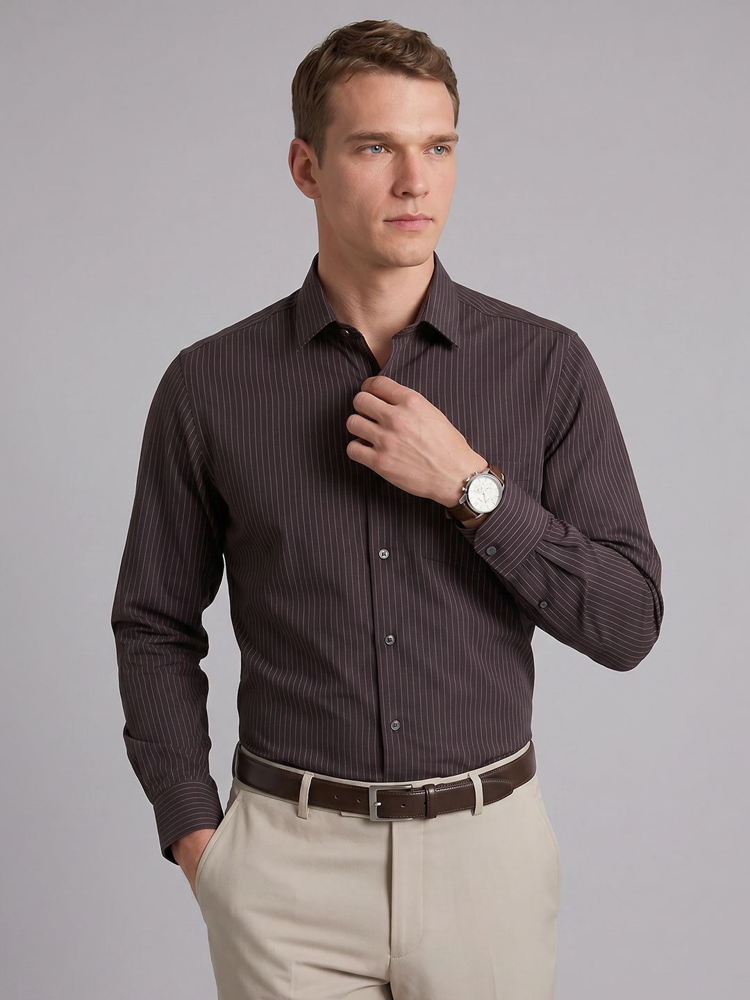 Arrow Striped Pure Cotton Formal Shirt-picture-14
