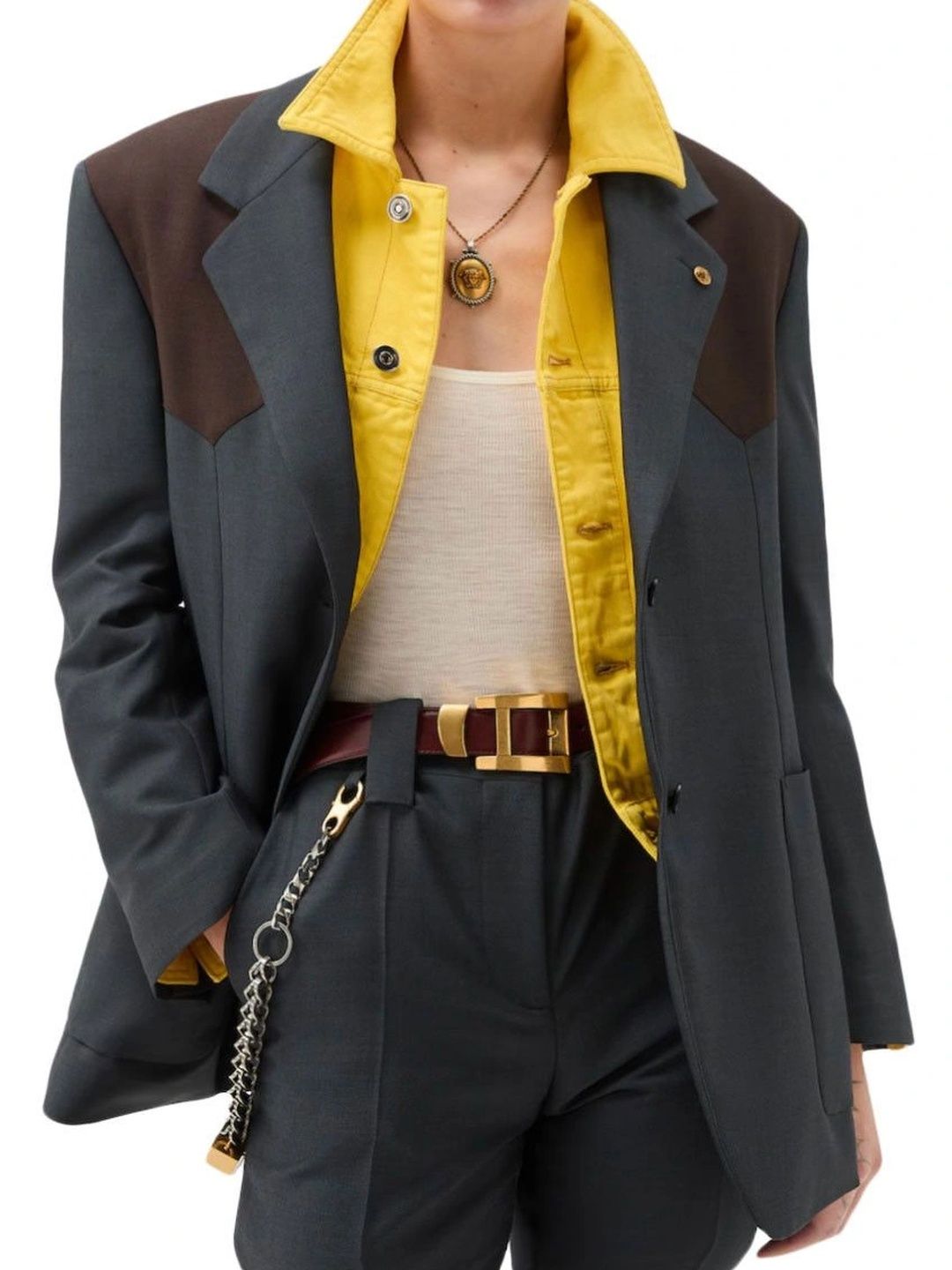 Versace Grey Notched Lapel Blazer-picture-23