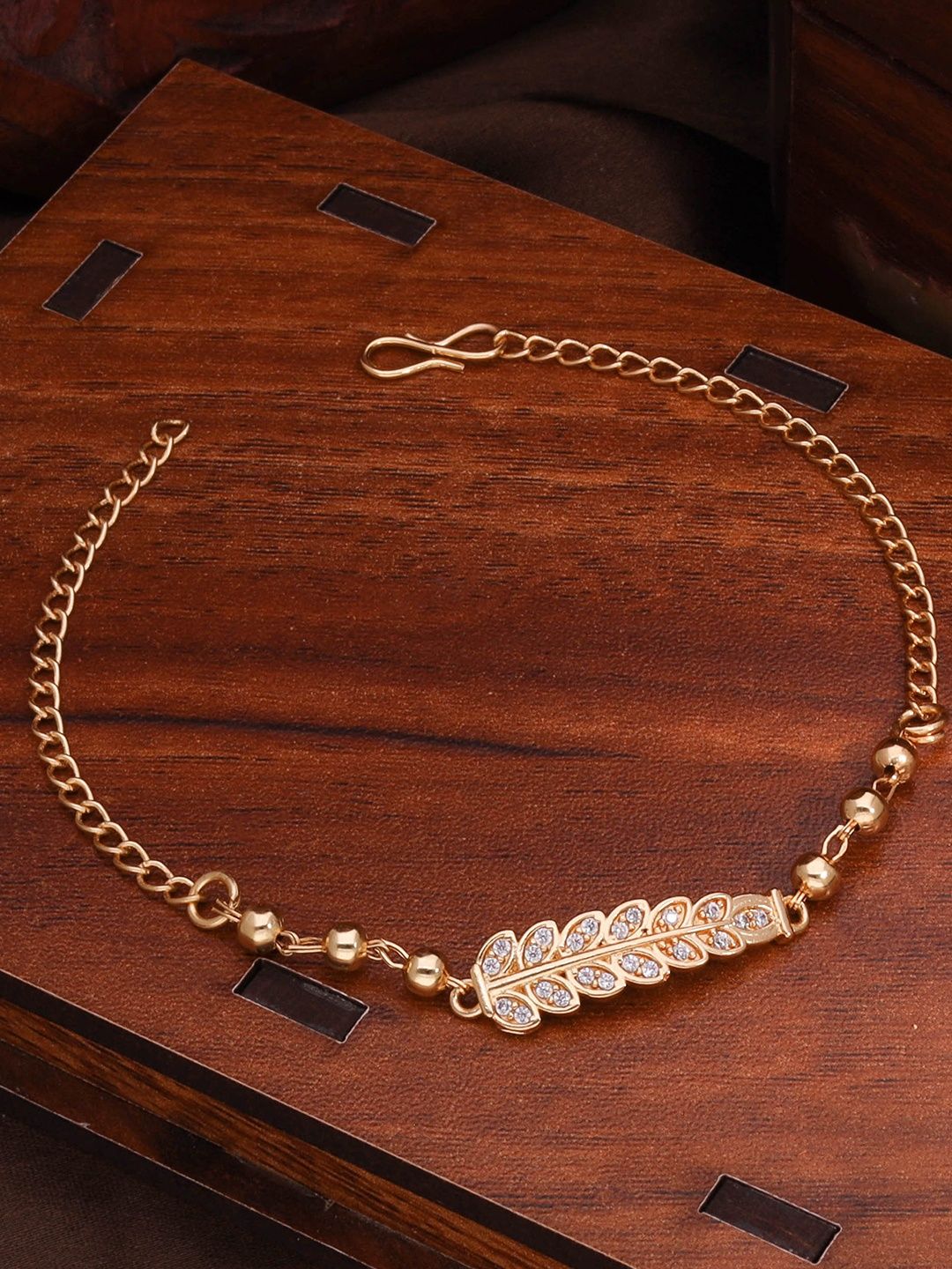 Anouk Gold-Plated American Diamond Stone-Studded & Beaded Jewellery Set-image-19