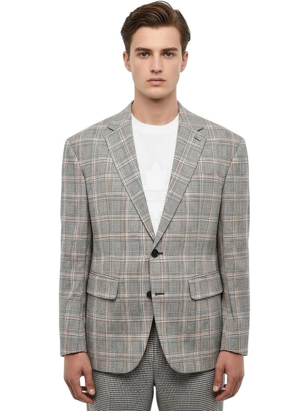 Dsquared2 Grey Regular Check Blazer-image-48