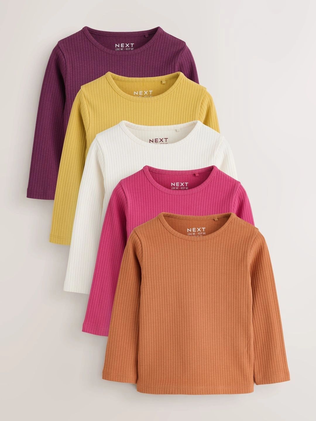 NEXT Girls Pack of 5 Crew Neck Long Sleeve T-shirt-picture-30