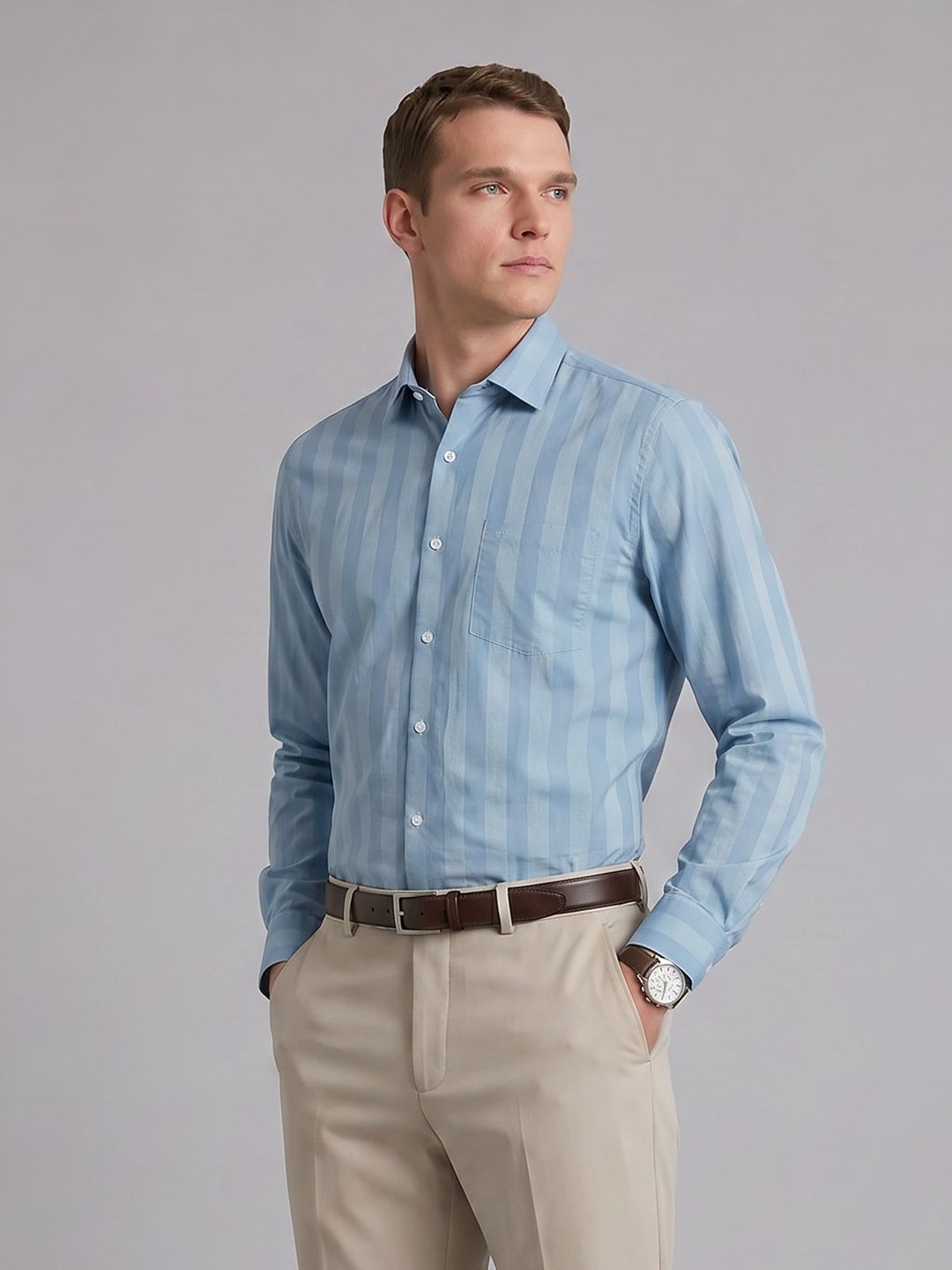 Arrow Vertical Striped Pure Cotton Formal Shirt-picture-29