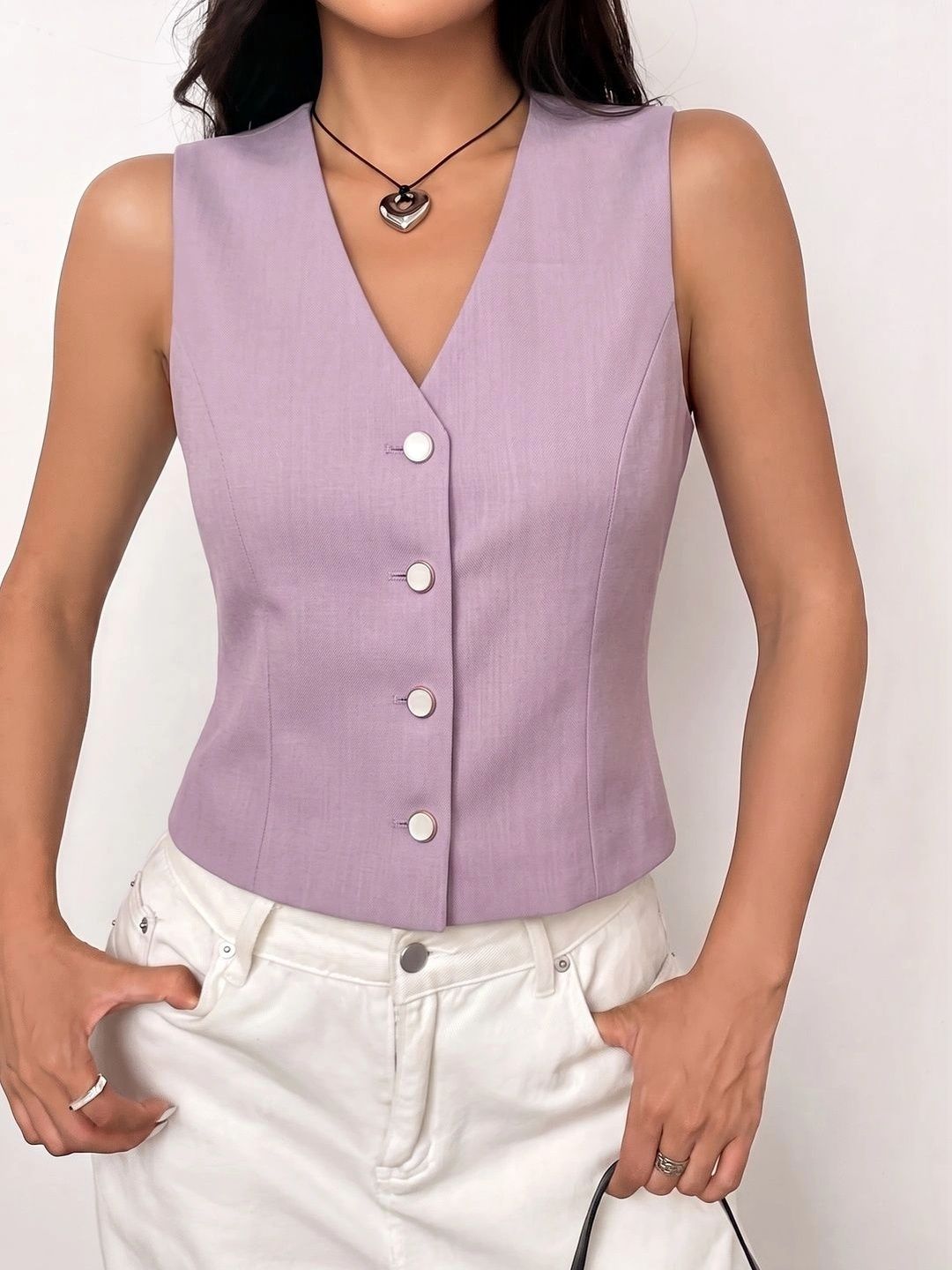THE FASHION HUB V-Neck Woven Formal Waistcoat-picture-25