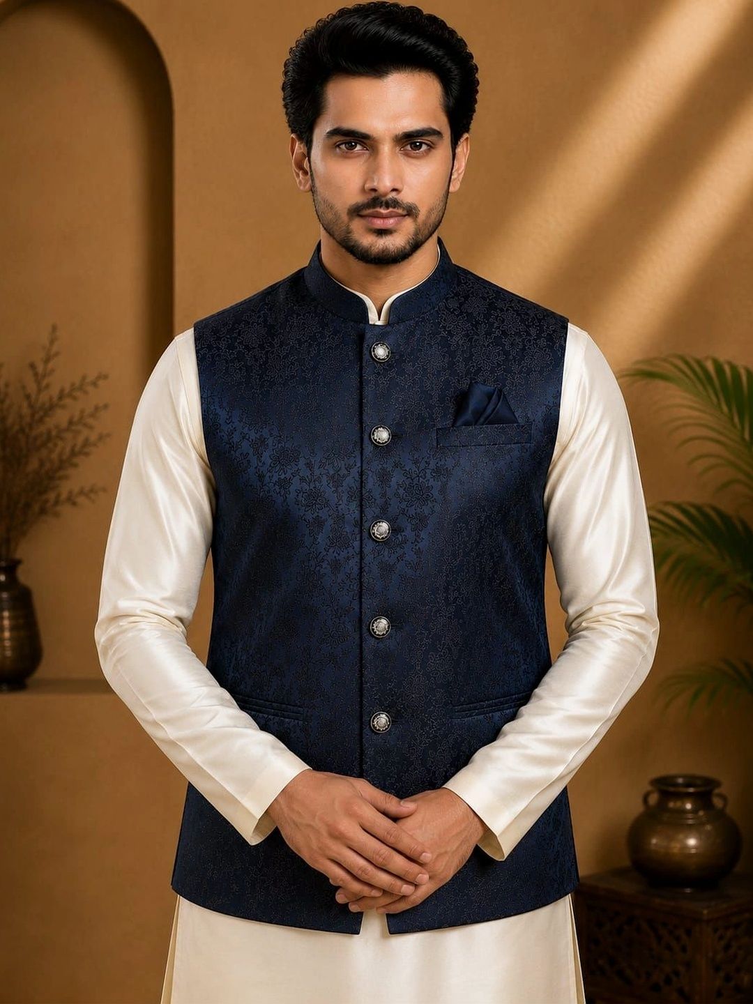 TRENDS OF ETHNIC Woven Design Brocade Nehru Jackets-picture-41