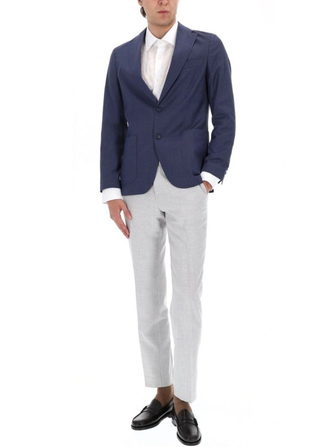 BOSS Navy Blue Solid Blazer-picture-42