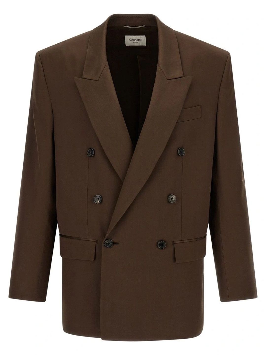 Saint Laurent Brown Peaked Lapel Blazer-picture-36