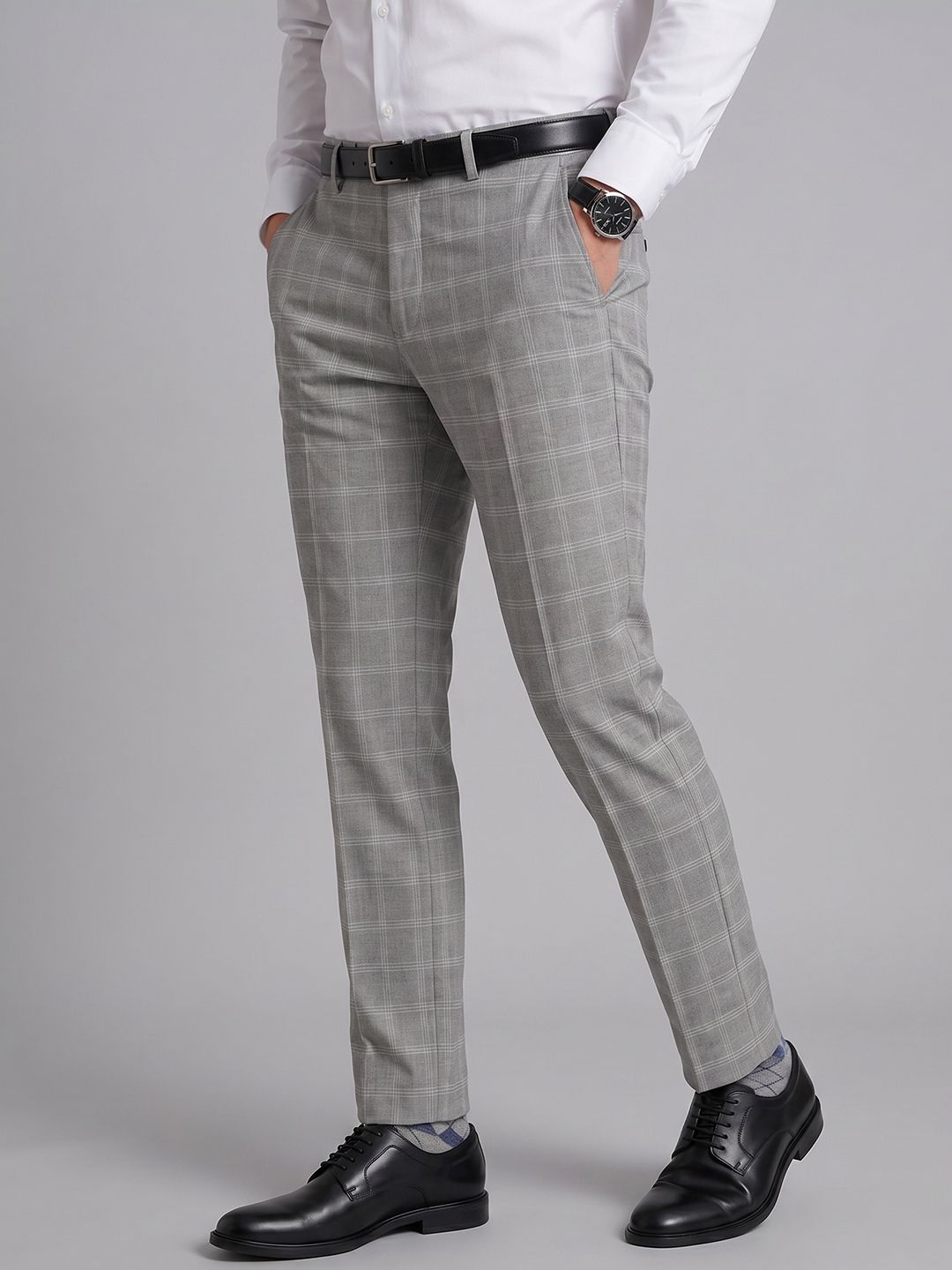 Arrow Men Checked Tapered Fit Trousers-picture-28