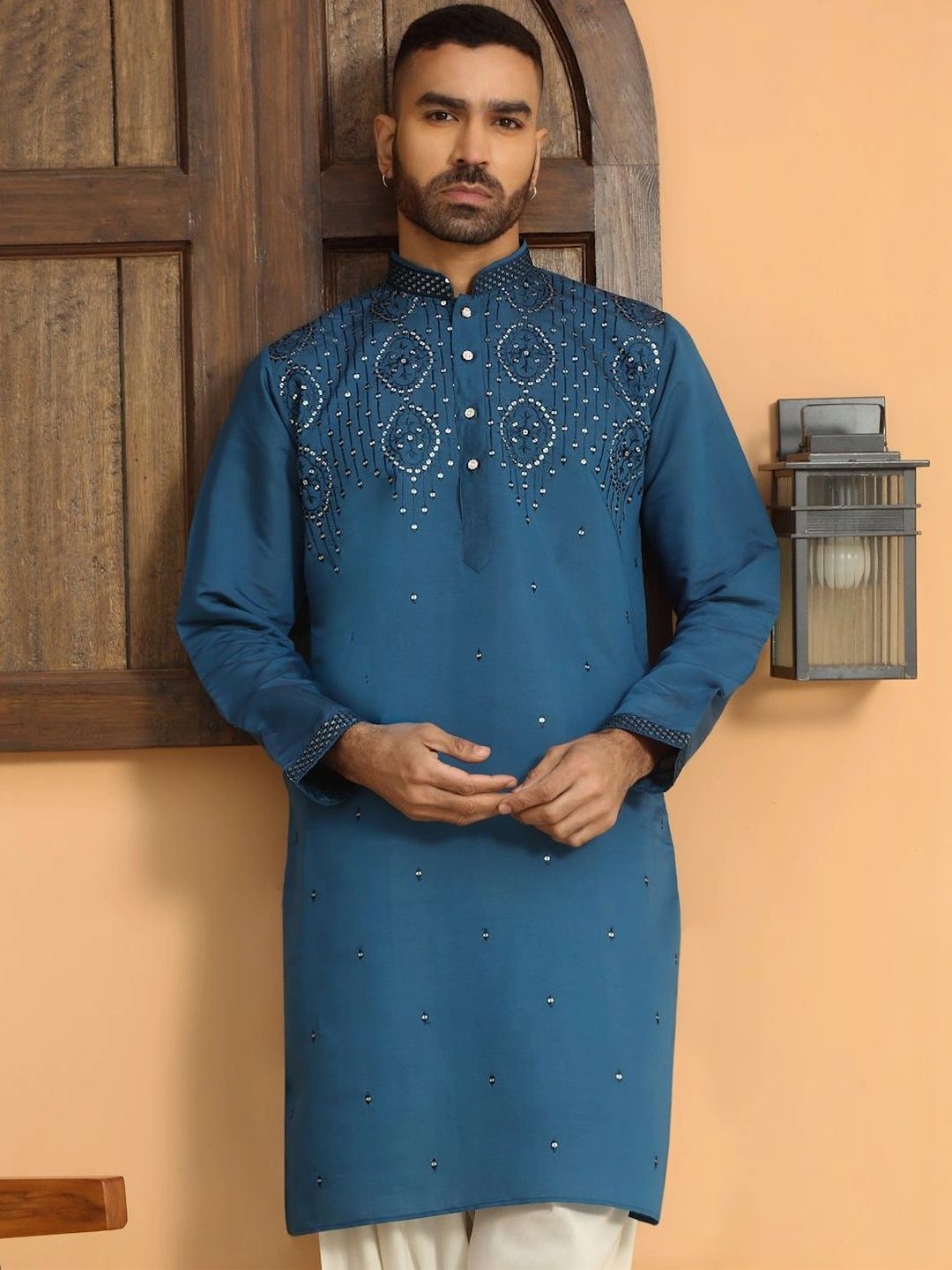 KRAFT INDIA Men Embroidered Sequinned Kurta-picture-57