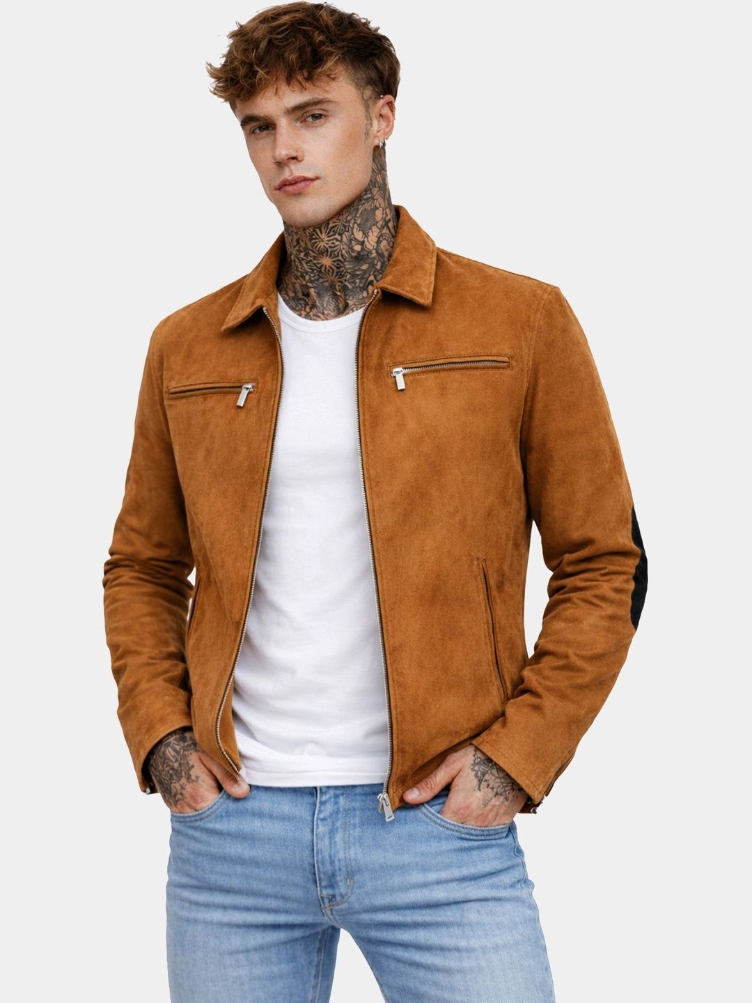 Leather Retail Men Suede Outdoor Biker Jacket-picture-40
