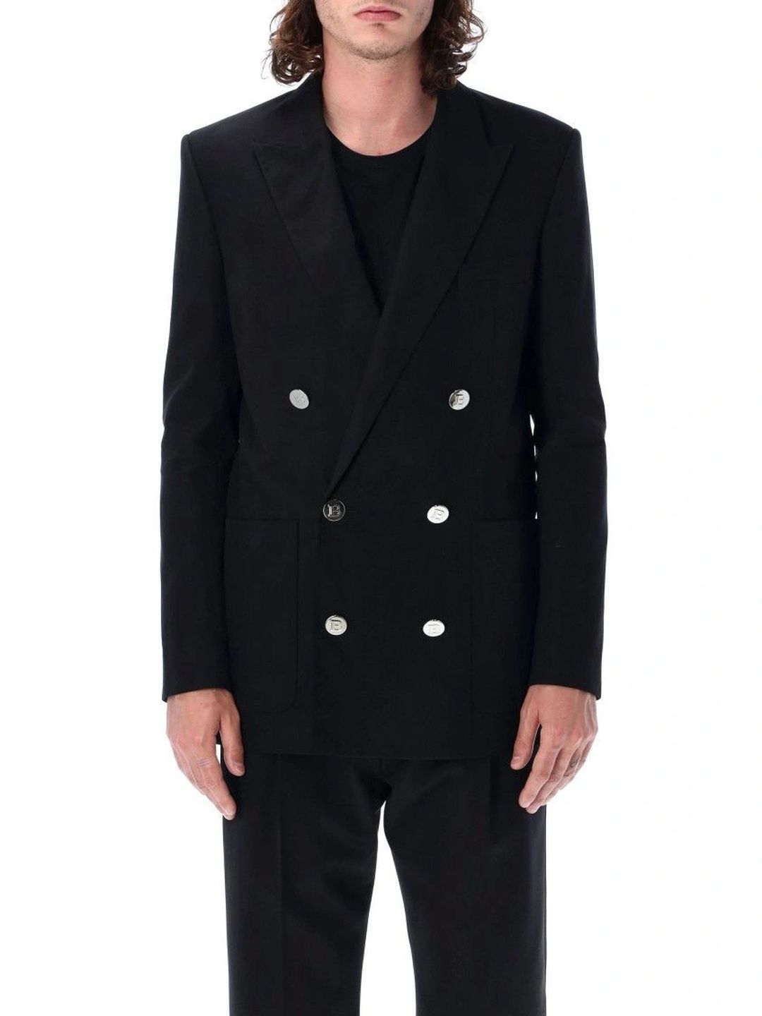 Balmain Black Peaked Lapel Blazer-picture-29