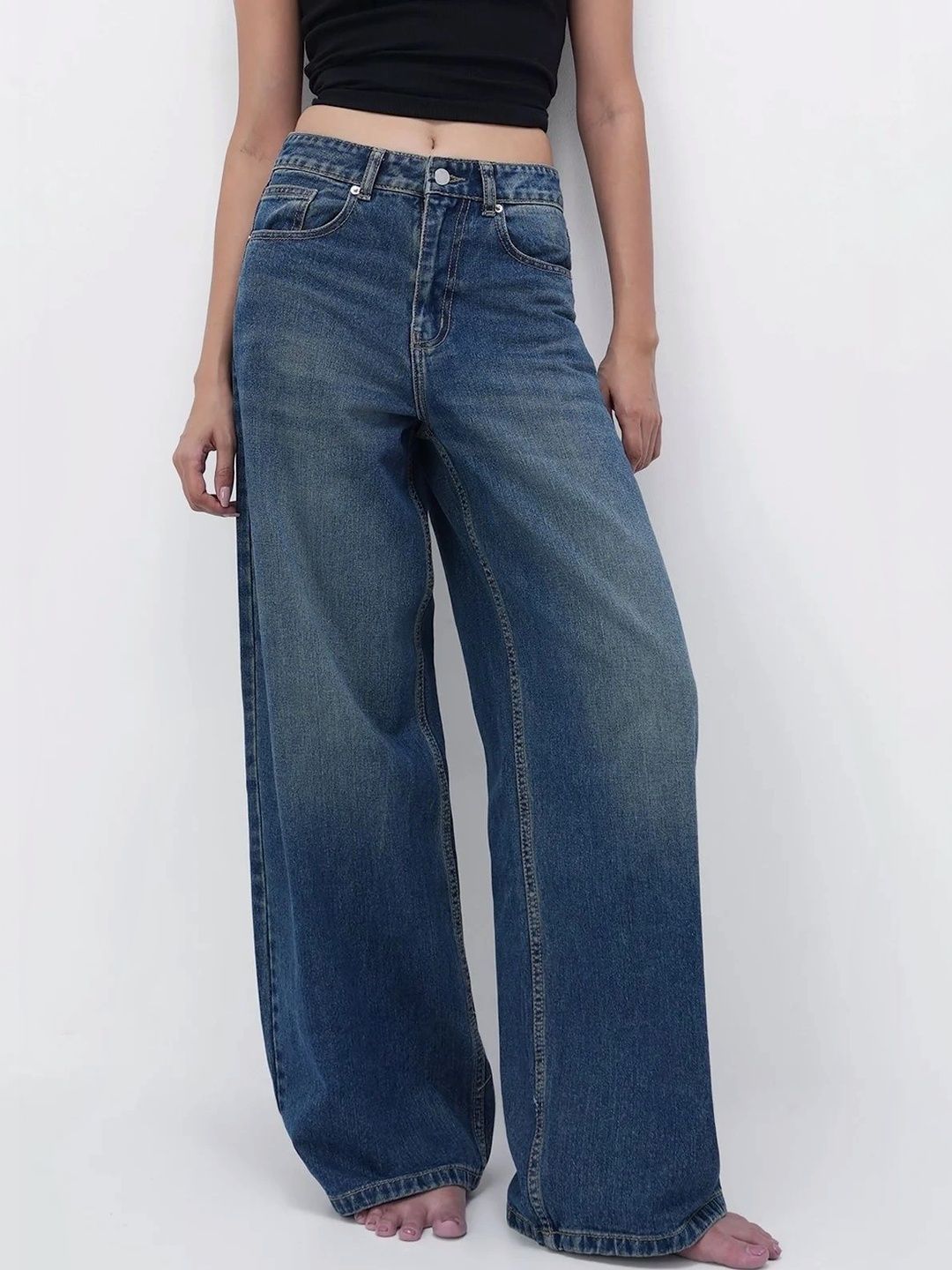 Aadvi Fashion Women Comfort Wide Leg High-Rise Stretchable Jeans-picture-30
