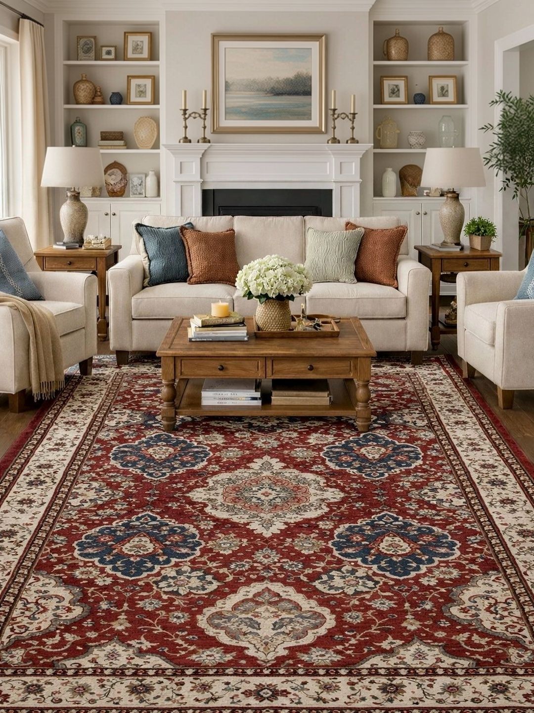 Myntra Elegant Homes Maroon Traditional Anti-Skid Polyester Carpet-image-22