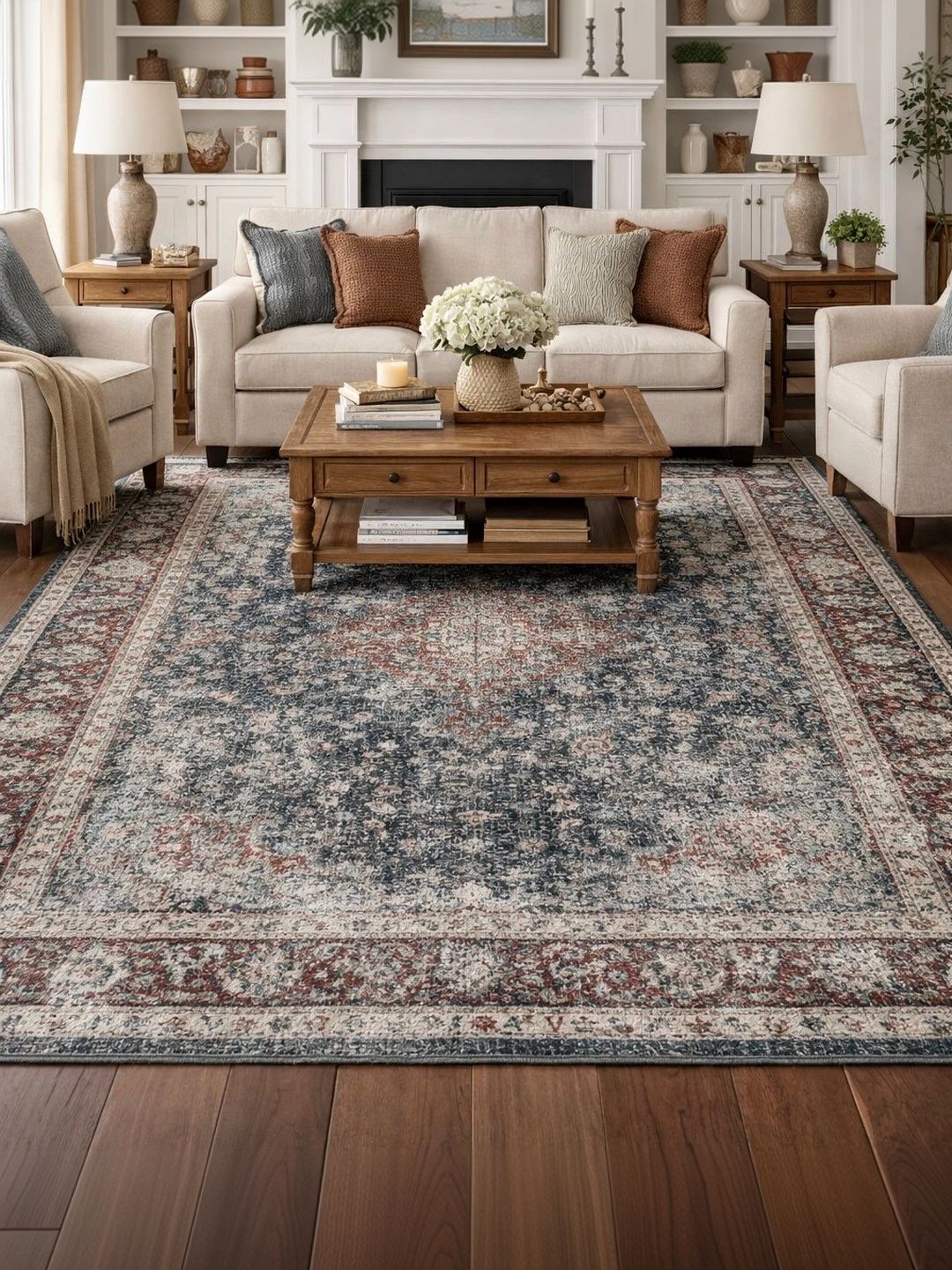 Myntra Elegant Homes Grey Traditional Anti-Skid Polyester Carpet-picture-13