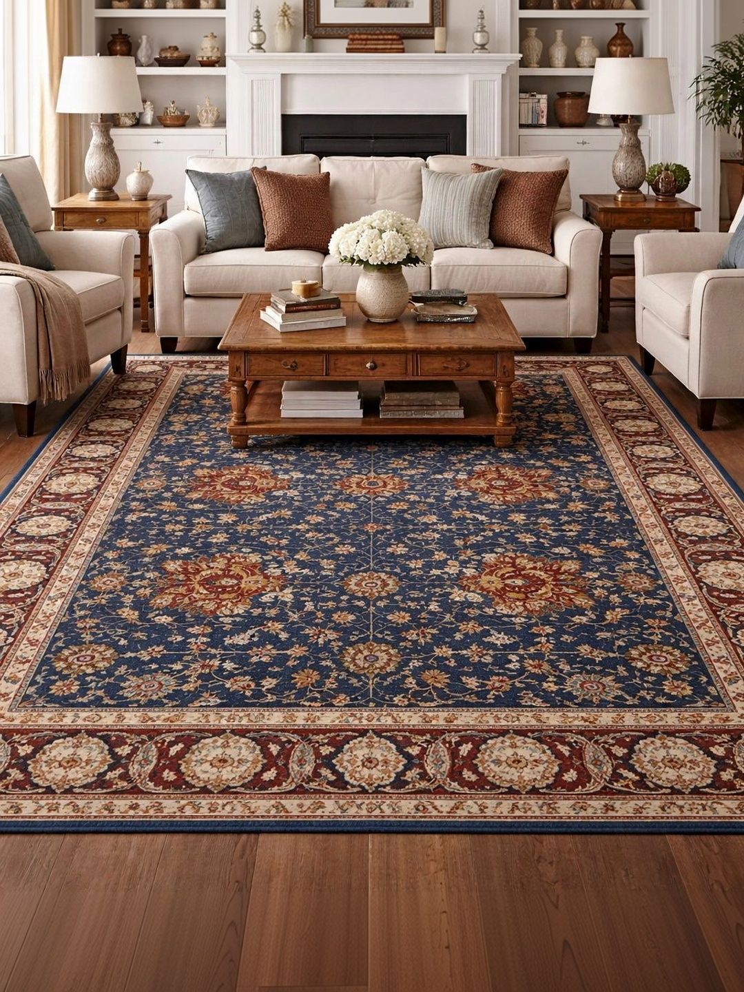 Myntra Elegant Homes Maroon Traditional Anti-Skid Polyester Carpet-picture-15