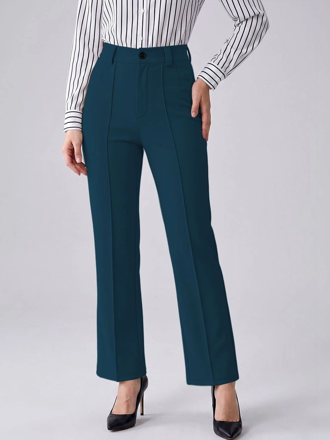 Maheshvi Women Straight Fit High-Rise Trousers-picture-24
