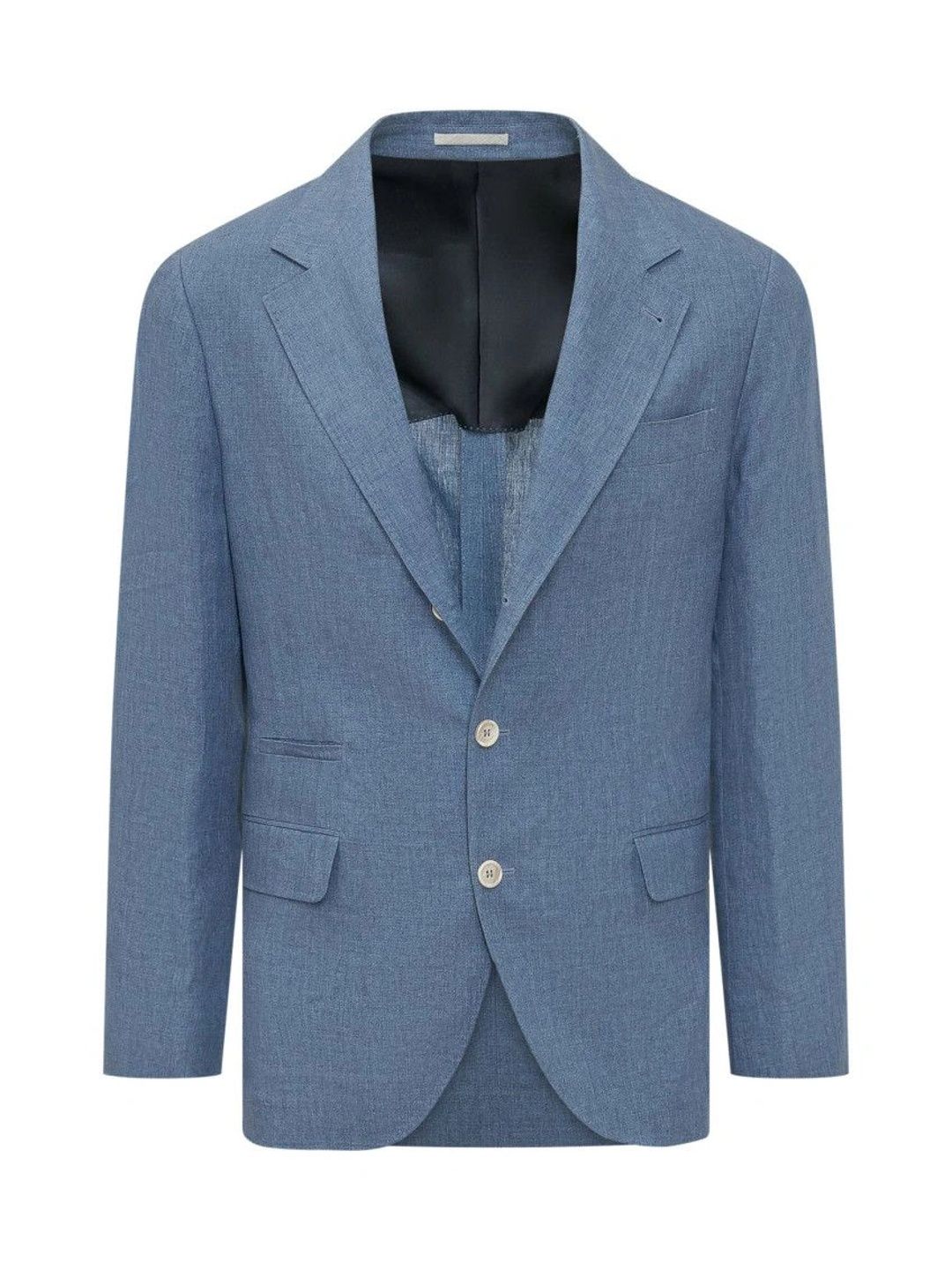 Brunello Cucinelli Blue Notched Lapel Blazer-picture-24